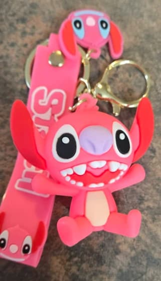 Porte-clés Stitch Rose en PVC