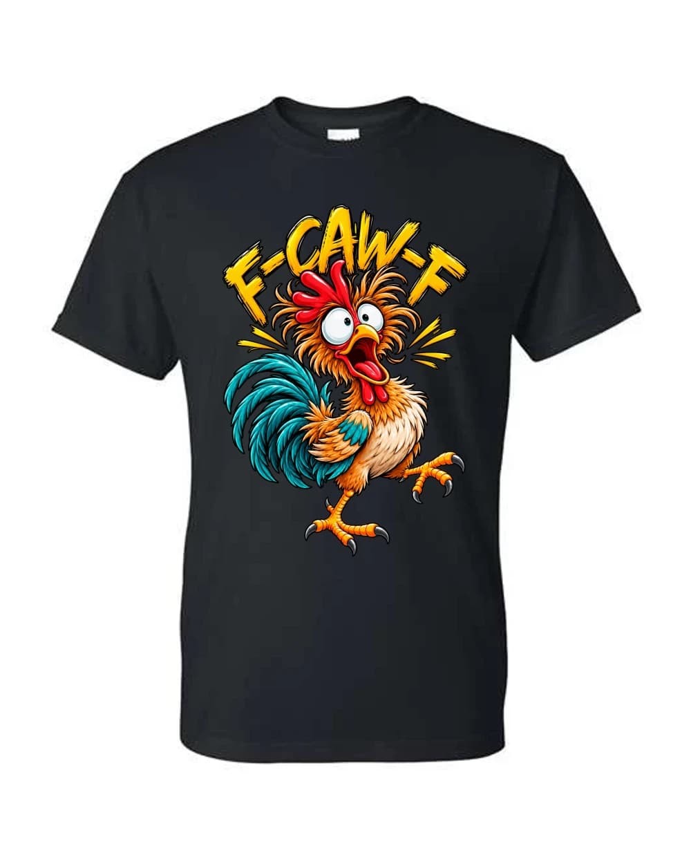 Coq cartoon surpris F-CAW-F · Noir