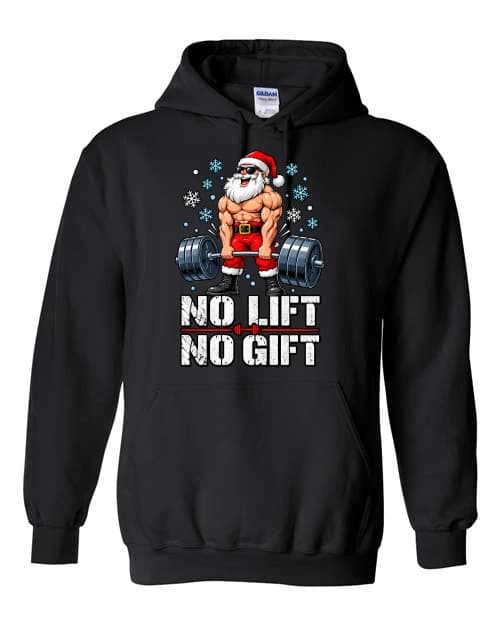 Père Noël musclé : pas de levée, pas de cadeau · Noir
