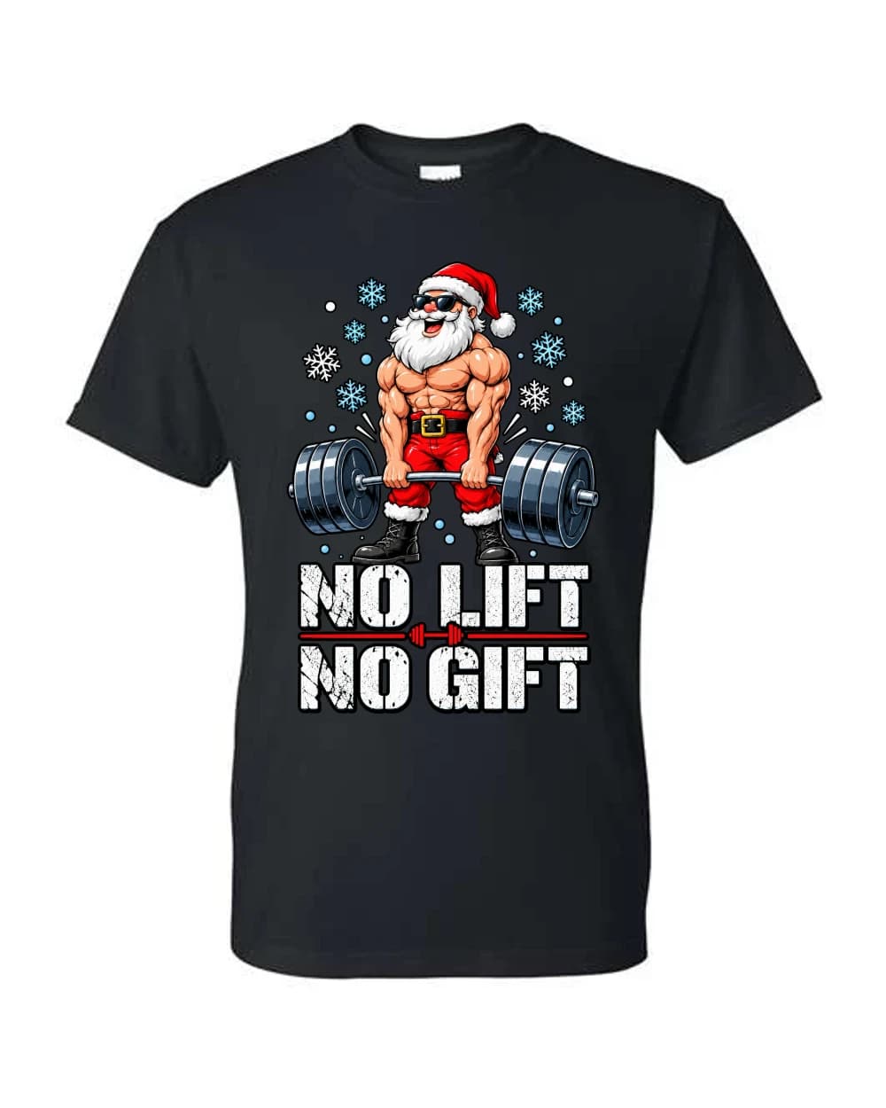 Père Noël musclé : pas de levée, pas de cadeau · Noir