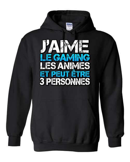 J'aime le gaming et les animés · Noir